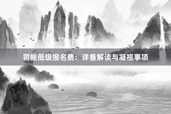 司帐低级报名费：详备解读与凝视事项