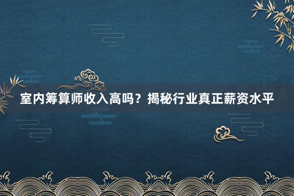 室内筹算师收入高吗？揭秘行业真正薪资水平